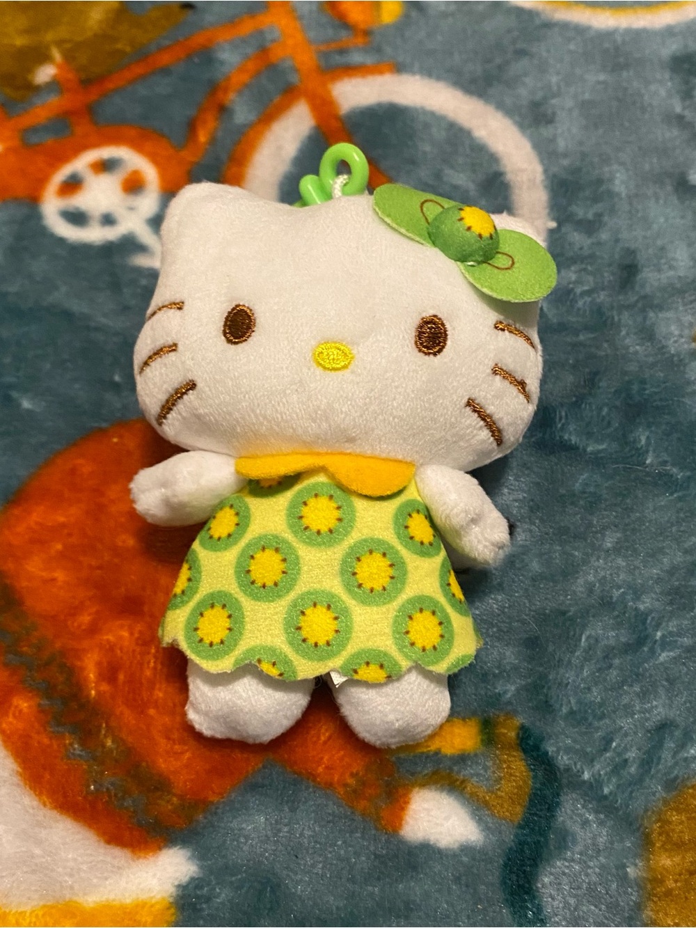 Sanrio Hello Kitty 4in Plush Clip-On Keychain Green Kiwi Dress 2021